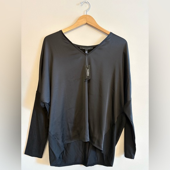 All Saints Tops - White House Black Market Womens Long Sleeve V Neck Black Blouse Large NWT $59.50